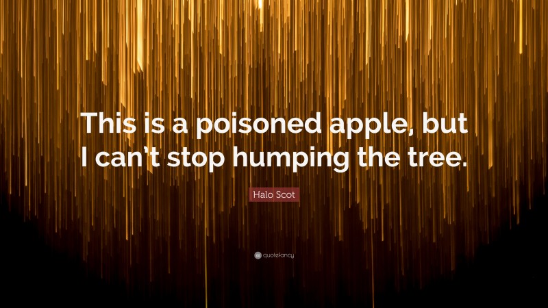 Halo Scot Quote: “This is a poisoned apple, but I can’t stop humping the tree.”