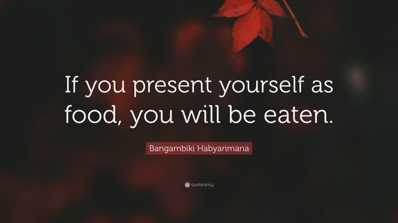 Bangambiki Habyarimana Quote: “If you present yourself as food, you will be eaten.”