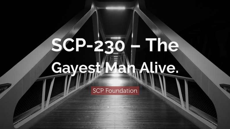 SCP Foundation Quote: “SCP-230 – The Gayest Man Alive.”