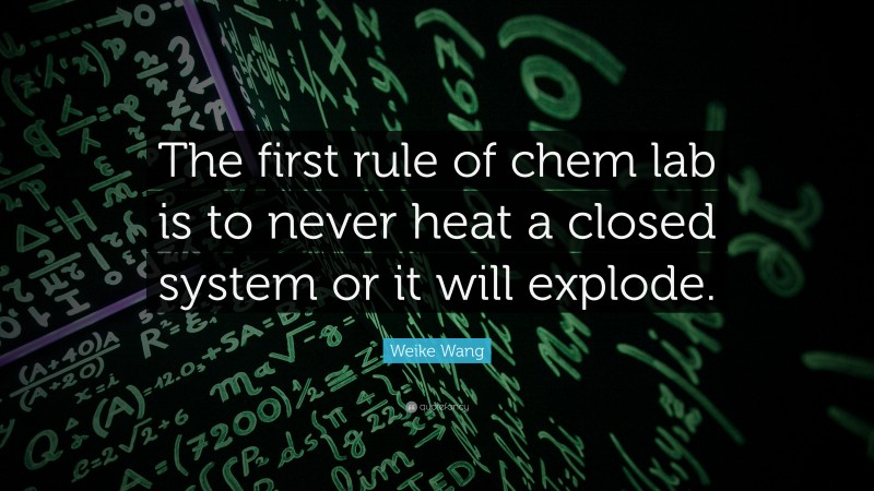 Weike Wang Quote: “The first rule of chem lab is to never heat a closed system or it will explode.”