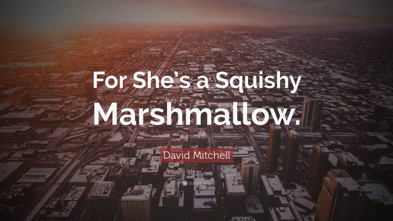 David Mitchell Quote: “For She’s a Squishy Marshmallow.”