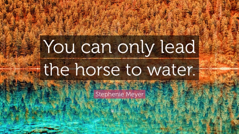 Stephenie Meyer Quote: “You can only lead the horse to water.”