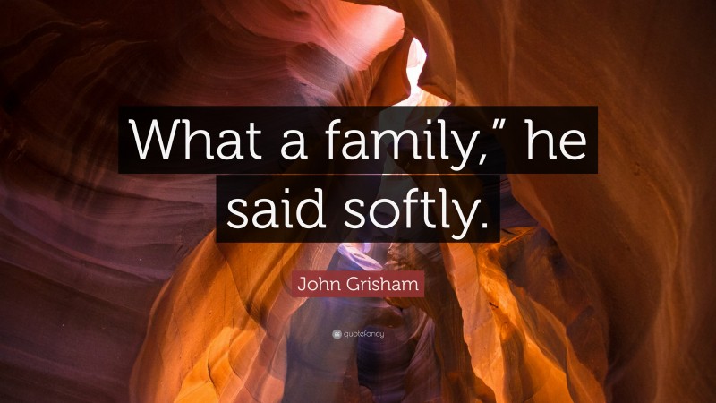 John Grisham Quote: “What a family,” he said softly.”
