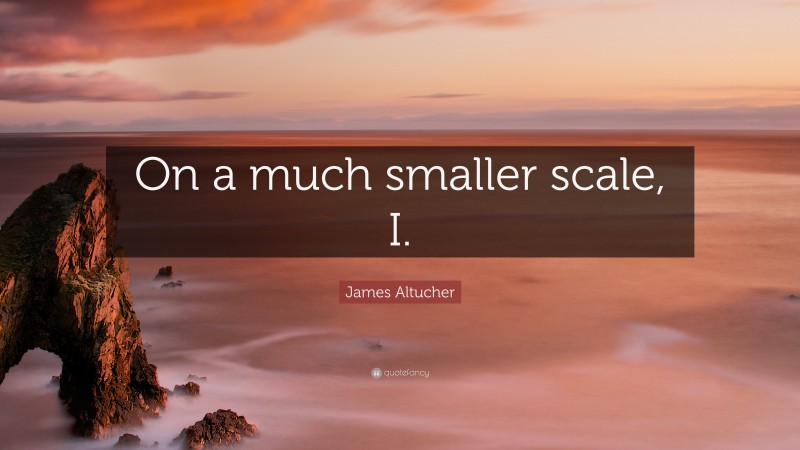 James Altucher Quote: “On a much smaller scale, I.”