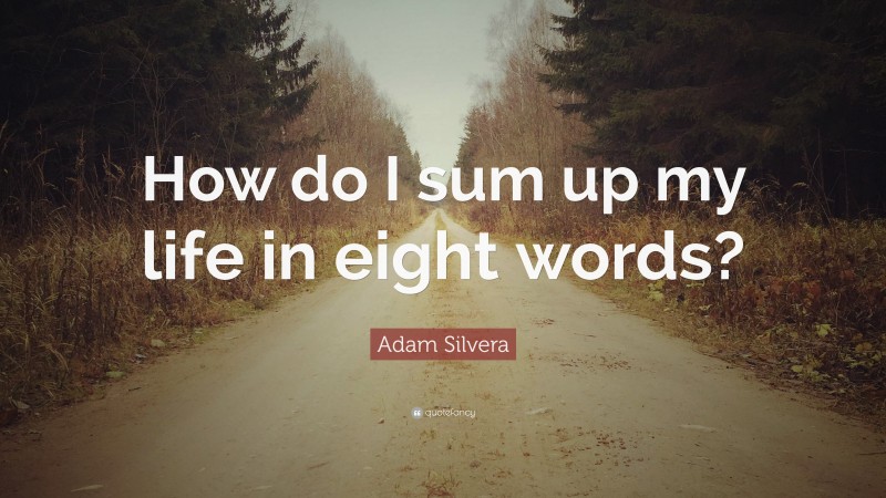 Adam Silvera Quote: “How do I sum up my life in eight words?”