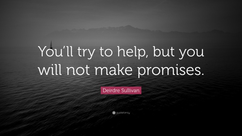 Deirdre Sullivan Quote: “You’ll try to help, but you will not make promises.”