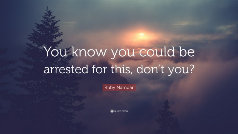 Ruby Namdar Quote: “You know you could be arrested for this, don’t you?”
