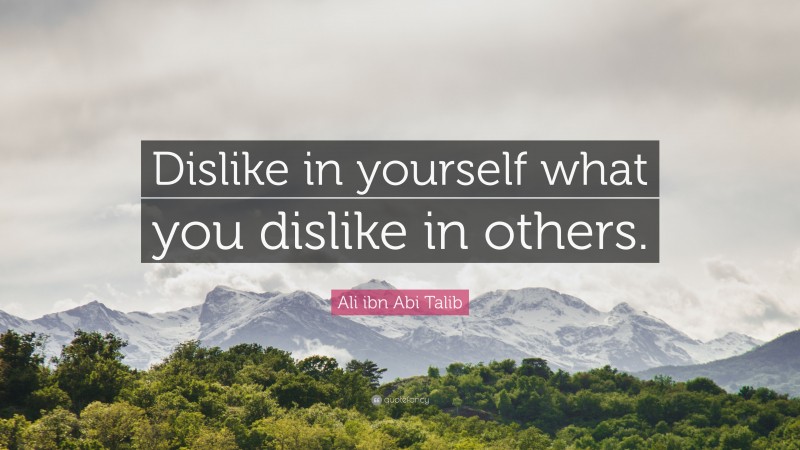 Ali ibn Abi Talib Quote: “Dislike in yourself what you dislike in others.”