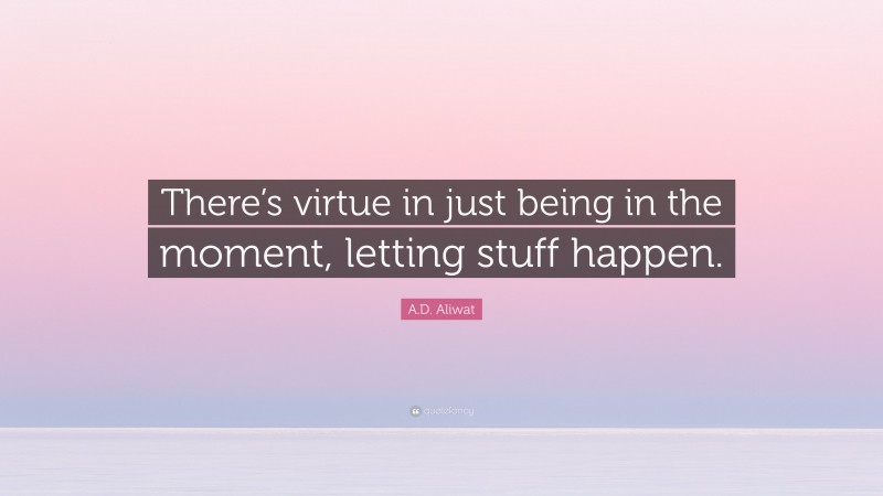 A.D. Aliwat Quote: “There’s virtue in just being in the moment, letting stuff happen.”