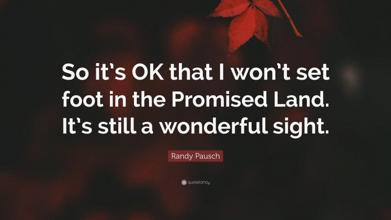 Randy Pausch Quote: “So it’s OK that I won’t set foot in the Promised Land. It’s still a wonderful sight.”