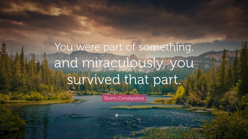 Storm Constantine Quote: “You were part of something, and miraculously, you survived that part.”