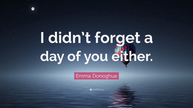 Emma Donoghue Quote: “I didn’t forget a day of you either.”