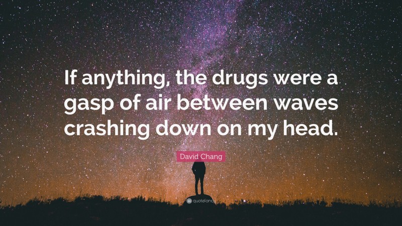 David Chang Quote: “If anything, the drugs were a gasp of air between waves crashing down on my head.”