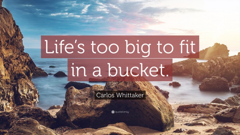 Carlos Whittaker Quote: “Life’s too big to fit in a bucket.”