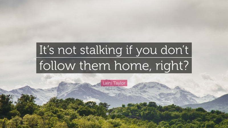 Laini Taylor Quote: “It’s not stalking if you don’t follow them home, right?”