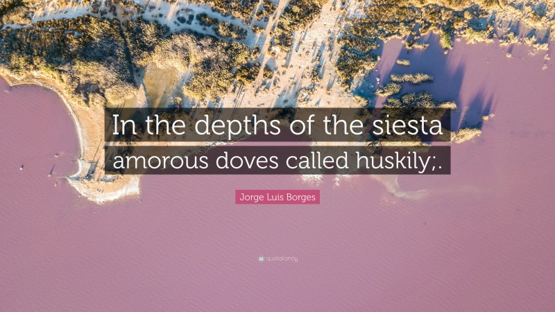 Jorge Luis Borges Quote: “In the depths of the siesta amorous doves called huskily;.”