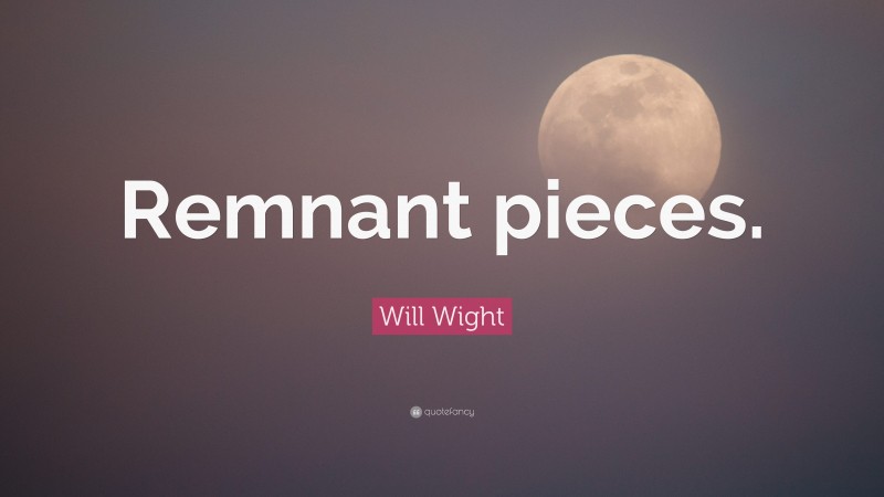 Will Wight Quote: “Remnant pieces.”