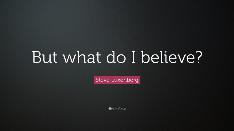 Steve Luxenberg Quote: “But what do I believe?”