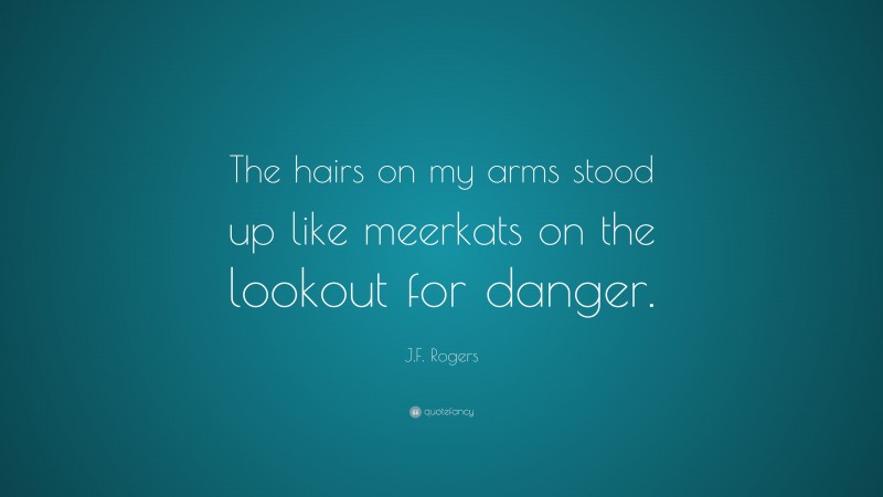 J.F. Rogers Quote: “The hairs on my arms stood up like meerkats on the lookout for danger.”