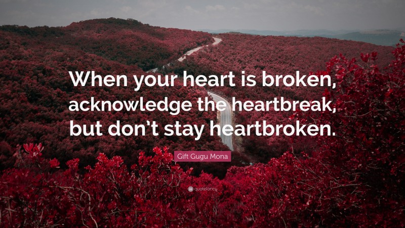 Gift Gugu Mona Quote: “When your heart is broken, acknowledge the heartbreak, but don’t stay heartbroken.”