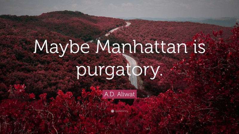 A.D. Aliwat Quote: “Maybe Manhattan is purgatory.”