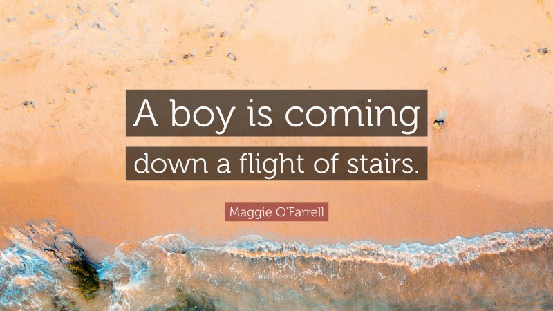 Maggie O'Farrell Quote: “A boy is coming down a flight of stairs.”