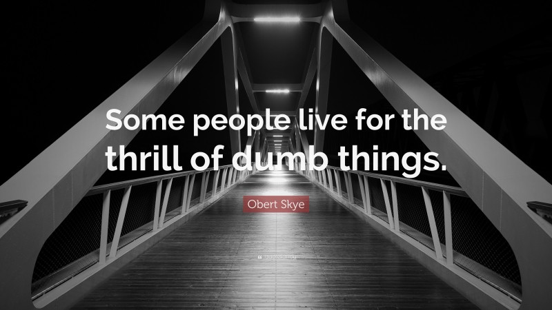 Obert Skye Quote: “Some people live for the thrill of dumb things.”
