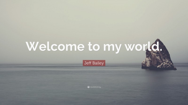 Jeff Bailey Quote: “Welcome to my world.”