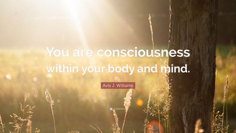 Avis J. Williams Quote: “You are consciousness within your body and mind.”