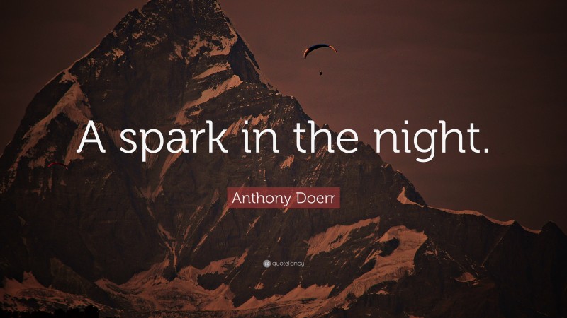 Anthony Doerr Quote: “A spark in the night.”