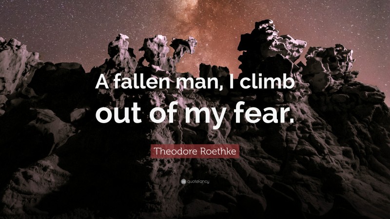 Theodore Roethke Quote: “A fallen man, I climb out of my fear.”