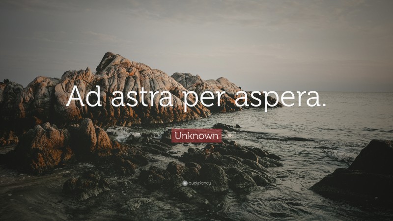 Unknown Quote: “Ad astra per aspera.”