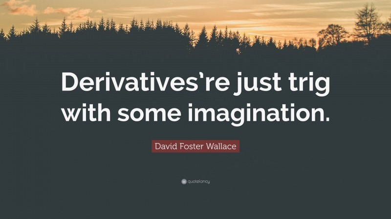 David Foster Wallace Quote: “Derivatives’re just trig with some imagination.”