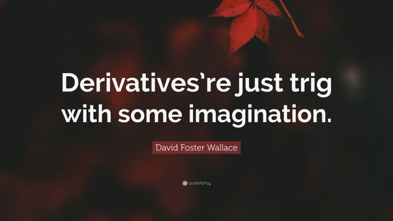 David Foster Wallace Quote: “Derivatives’re just trig with some imagination.”