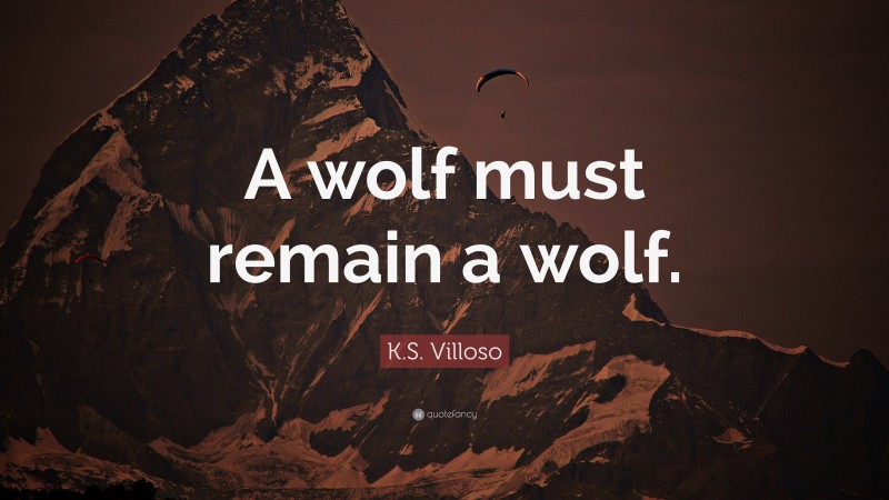 K.S. Villoso Quote: “A wolf must remain a wolf.”