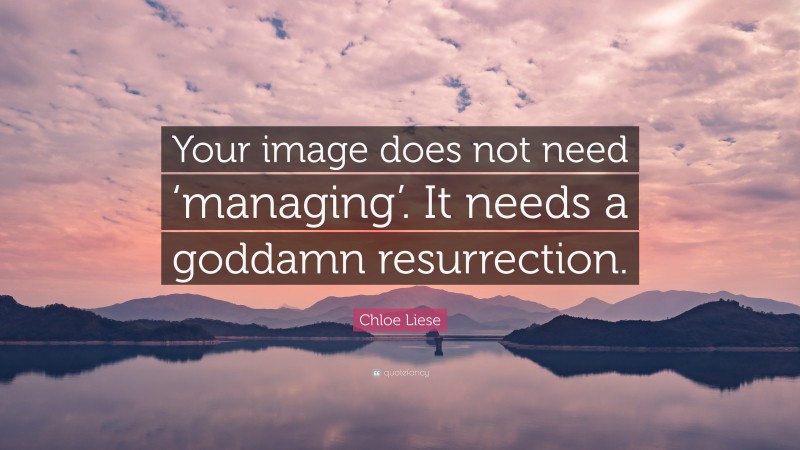 Chloe Liese Quote: “Your image does not need ‘managing’. It needs a goddamn resurrection.”