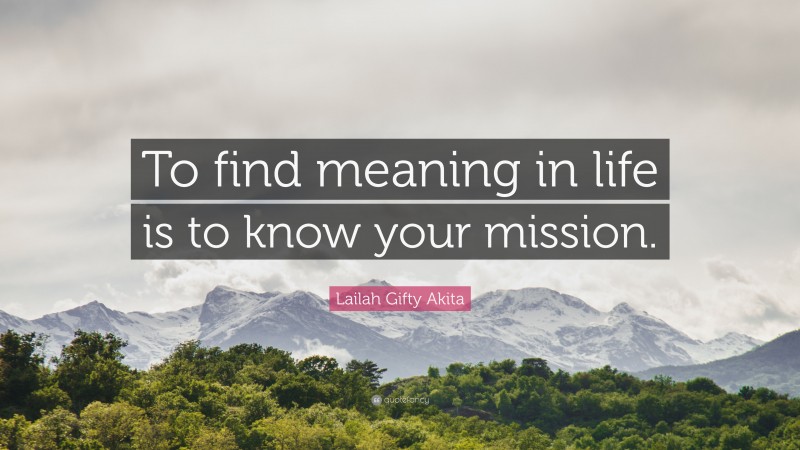 Lailah Gifty Akita Quote: “To find meaning in life is to know your mission.”
