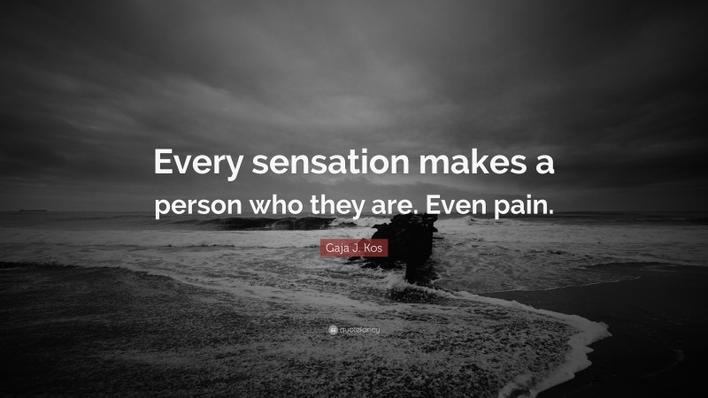 Gaja J. Kos Quote: “Every sensation makes a person who they are. Even pain.”