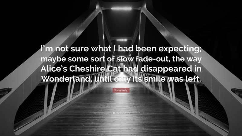 Sofie Kelly Quote: “I’m not sure what I had been expecting; maybe some sort of slow fade-out, the way Alice’s Cheshire Cat had disappeared in Wonderland, until only its smile was left.”