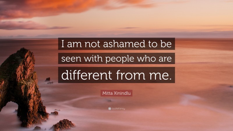 Mitta Xinindlu Quote: “I am not ashamed to be seen with people who are different from me.”