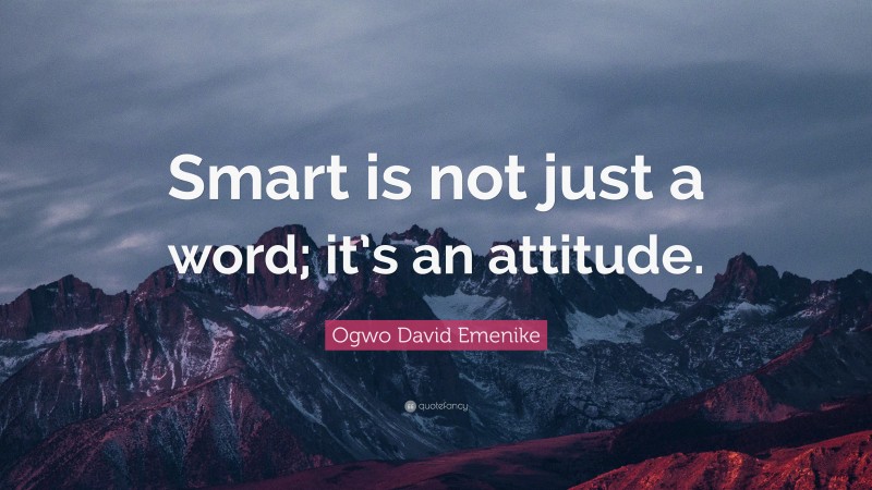 Ogwo David Emenike Quote: “Smart is not just a word; it’s an attitude.”