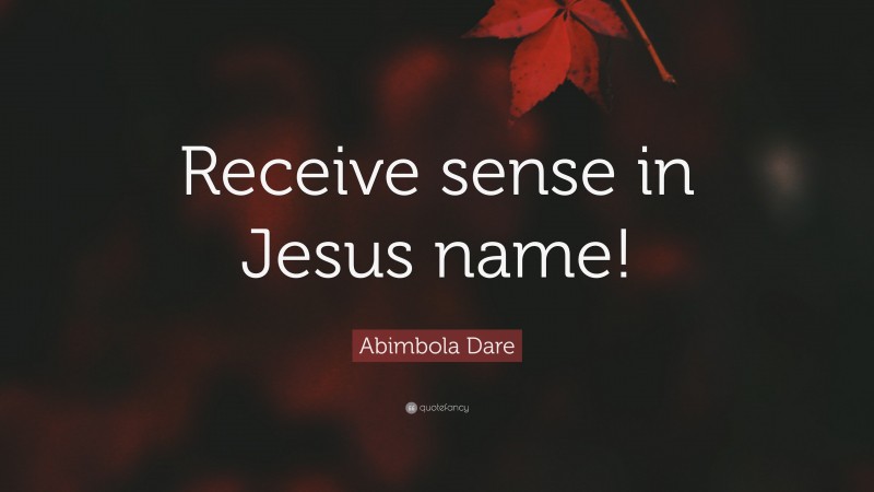 Abimbola Dare Quote: “Receive sense in Jesus name!”