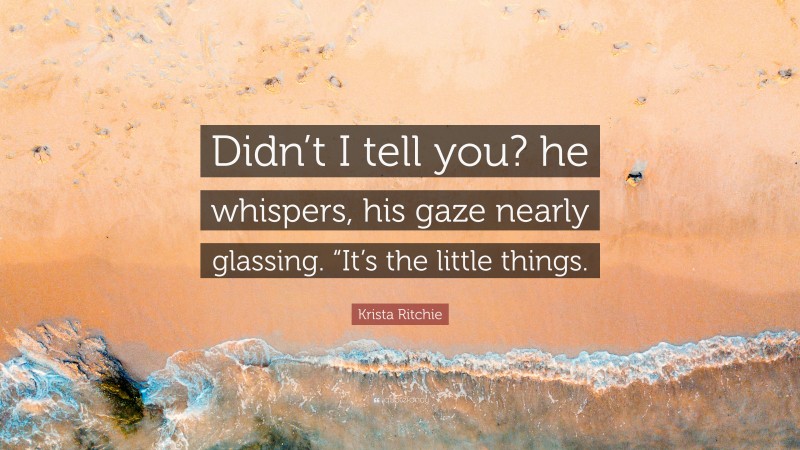 Krista Ritchie Quote: “Didn’t I tell you? he whispers, his gaze nearly glassing. “It’s the little things.”