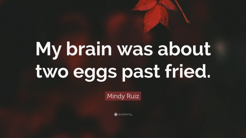 Mindy Ruiz Quote: “My brain was about two eggs past fried.”