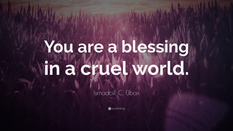 Ismaaciil C. Ubax Quote: “You are a blessing in a cruel world.”