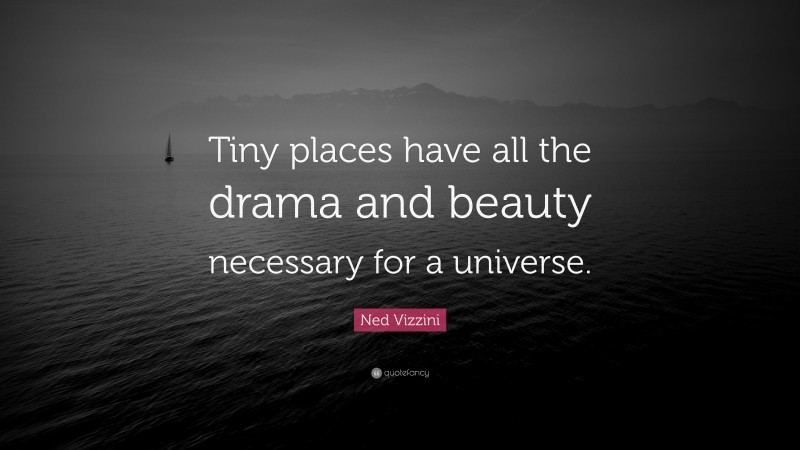 Ned Vizzini Quote: “Tiny places have all the drama and beauty necessary for a universe.”