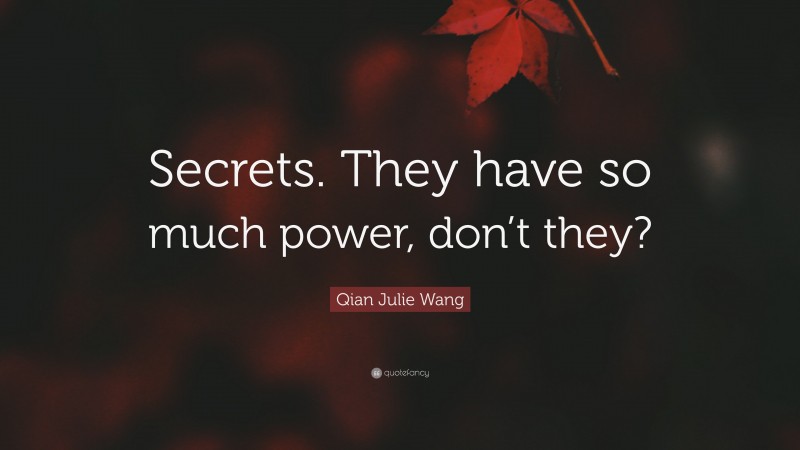 Qian Julie Wang Quote: “Secrets. They have so much power, don’t they?”