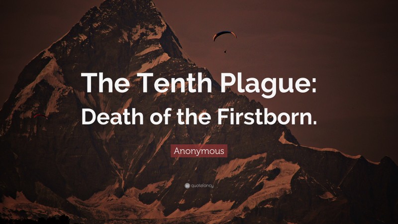 Anonymous Quote: “The Tenth Plague: Death of the Firstborn.”