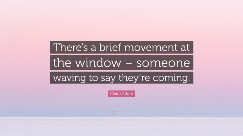 Claire Adam Quote: “There’s a brief movement at the window – someone waving to say they’re coming.”