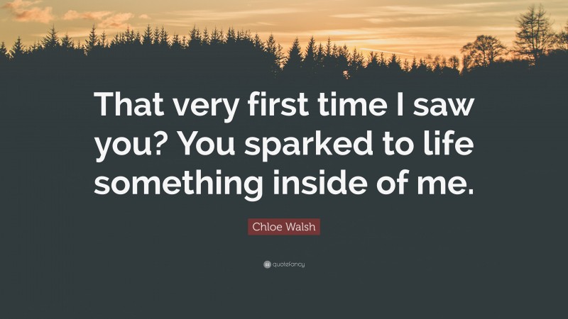 Chloe Walsh Quote: “That very first time I saw you? You sparked to life something inside of me.”
